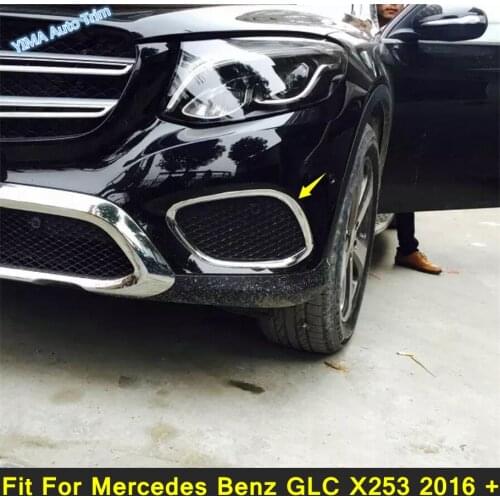 Lapetus Chrome Front Bumper Fog Lights Lamp Frame Cover Trim For Mercedes Benz GLC X253 2016 - 2021 ABS External Spare Parts