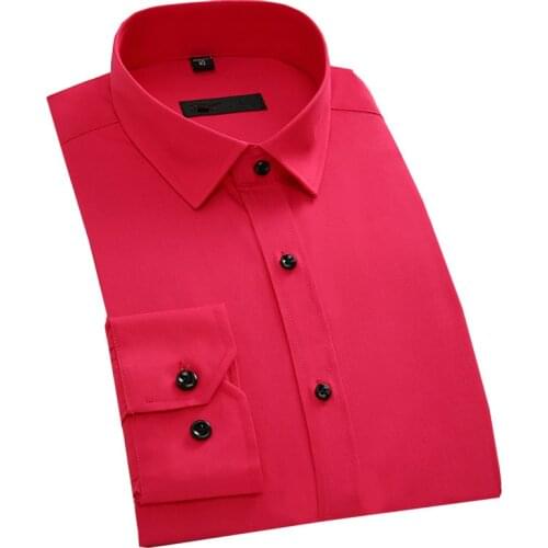 Quality Pink Mens Business Dress Shirts Male Formal Button Down Collar Fashion Style Spring&Autumn Mens Casual Shirt