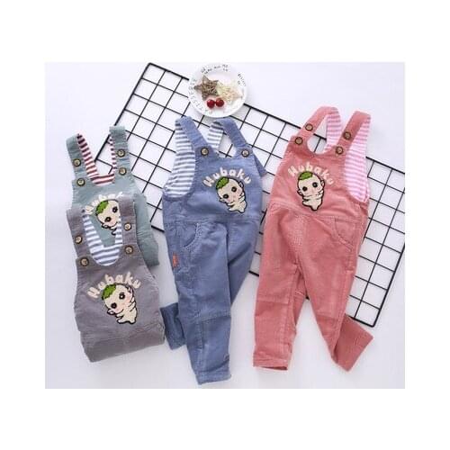 Toddler Infant Baby Boys Girls Overalls Kids Casual Corduroy Suspender Pants Childrens Cartoon Starp Pants Cute Girls Pants