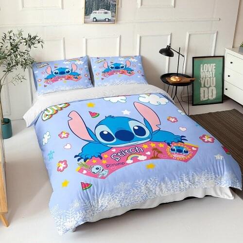 Disney Down Quilt Pillowcase Lilo & Stitch Bedding Set Boys & Girls Bedroom Decoration Single Double Full Queen King Size