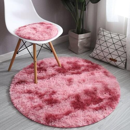 Gradient Color Carpet Bedside Area rug for living room Round Non-slip Plush Rug for Living Room Tie Dye Floor Fluffy Mats