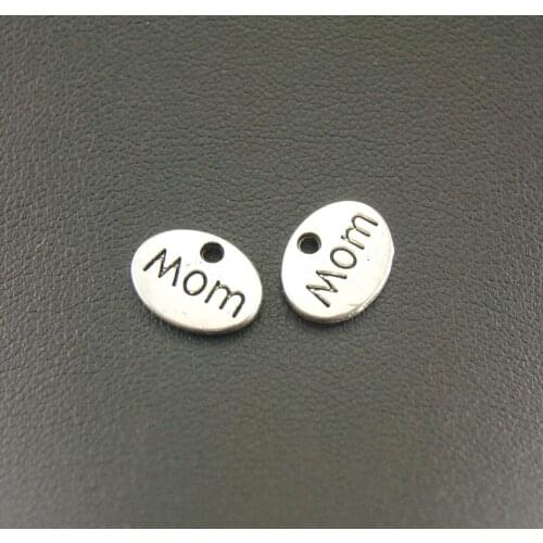 15 Pcs 12x9mm Silver Color Letter "Mom" Pendant Charms Jewellery Pendant For Bracelet Necklace A728