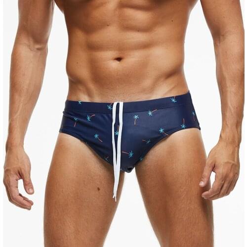 A338 Coconut tree printed swimwear men beach shorts sexy man swimsuits sunga board briefs surfing swimming trunk men swimwear