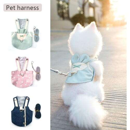 Cute Cat Dog Harness And Leash Set Breathable Dog Vest Harness For Small Dogs Walking Rope Outdoor Puppy Chest Strap Lead Belts