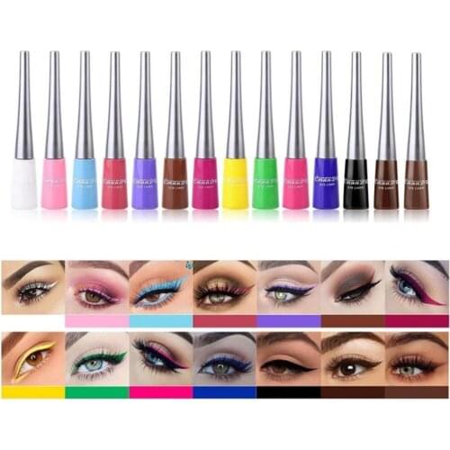 14PCS Neon Liquid Eyeliner Pencil Waterproof Colorful Blue Green Yellow White Eye Liner Pen Women Makeup Eyes Cosmetics