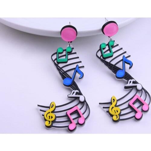 Musical note staff new trendy design sense niche earrings