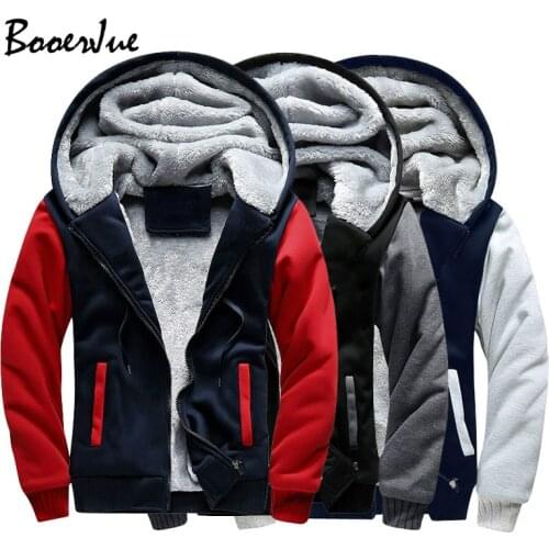 Plus Velvet Casual Mens Fleece Warm Hoodies Men Winter Outwear Thicken Jacket Men Slim Fit Zipper Hooded Hoody Men Streetwear