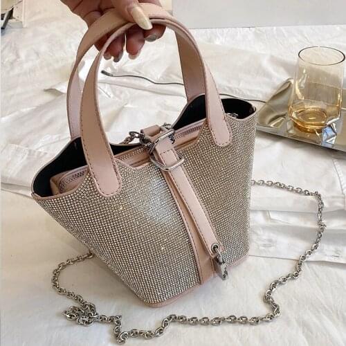 Diamond Tote Bucket bag 2021 Summer New High-quality PU Leather Womens Designer Handbag Chain Shoulder Messenger Bag Purses