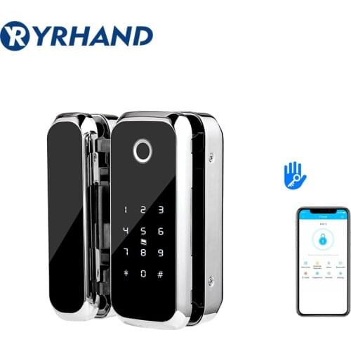 WiFi TTlock APP remote control Smart Fingerprint lock with IC card password for frameless glass door push or sliding door