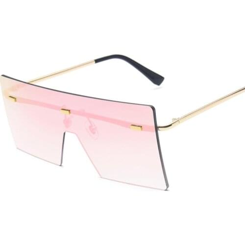 Oversized Square Sunglasses Women Luxury Brand Fashion Flat Top Pink Black Clear Lens One Piece Men Mirror Shade Oculos De Sol