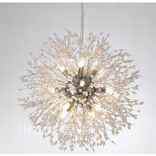 2020 Modern Dandelion Crystal Pendant Lights Nordic Creative G4 LED Ball Hanglamp for Living Room Store decor light fixtures