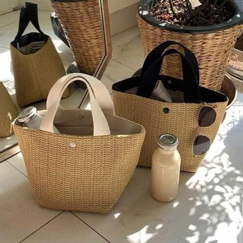 TRIPNUO Straw Bags Women Handmade Woven Basket Bolsa Tote Summer Bohemian Beach Bags Luxury Brand Canvas Lady Handbags