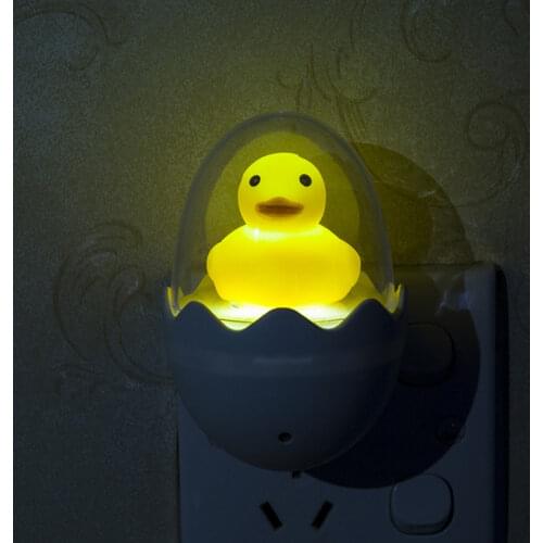 EU/US Plug LED Night Light Socket Wall Lamp Yellow Duck Light Control Night Light For Childrens Cartoon Creative Gift