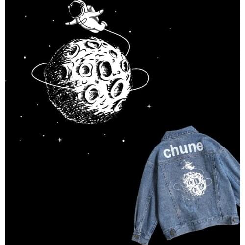 Thermal Cartoon Planet Patch Stripe Iron on Transfers For Clothing Stickers for Clothes Space Heat Transfer Patches on Clothes