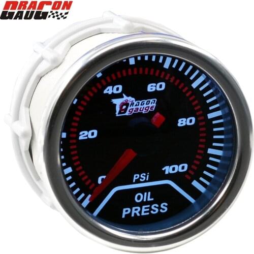 Dragon Universal 52mm Smoke White Led Backlight Auto Racing Refit Car Accessories Scale Oil Pressure Gauge Meter Free Shipping
