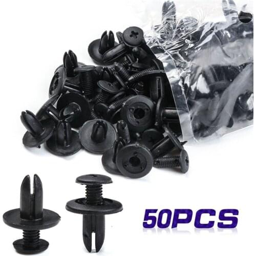 50 PCS Plastic Rivet Black Plastic Automobile Rivet Car Clip Screw Car Body Push Fasteners Trim For Universal Vehicles