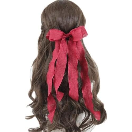 Elegant Women Ruffle Big Bowknot Headdress Hairpin Girl JK Hair Ornament Back Head Clip Lolita Cosplay B1739