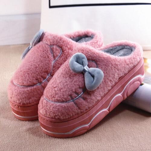 2020 new arrival womens winter platform slippers indoor fur shoes female home cat slippers Girl fuzzy mules