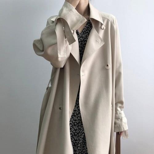 Womens Trench Coat Womens Autumn Coat Trench Coat For Women Casual Womens Windbreaker Loose Solid Womens Long Trench Coat
