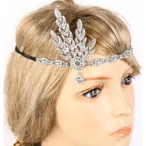 2019 Art Deco Women 1920s Vintage Bridal Headpiece Costume Hair Accessories Flapper Great Gatsby Leaf Medallion Pearl Headband