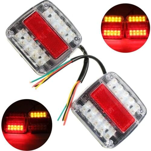 1Pair 12V Trailer Truck Caravan 26LED Taillight Tail Light Turn Signal Indicator Brake Stop Lamp Number Plate Light Rear Reverse