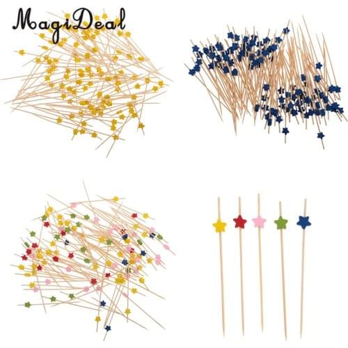 100 Pieces Star Cocktail Picks Drink Stirrer Fruit Cake Fruit Picks Food Sticks Wedding Birthday Halloween Xmas Decoration