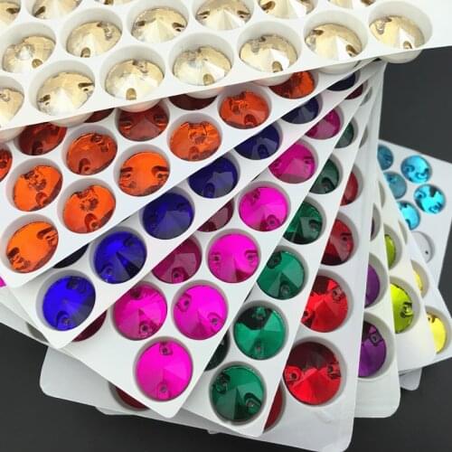 12mm 3200 Rivoli Crystal Colors Glass Sew On Rhinestones Sewing Crystals Stones for dress Clothes Crafts Arts