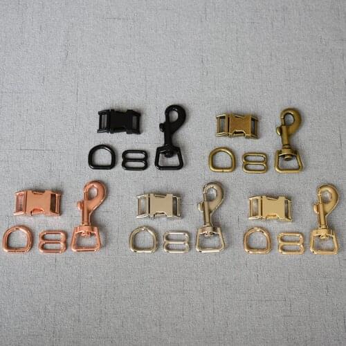 20 sets 15mm metal straps slider D ring release belt buckle for pet dog collar paracord sewing accessory