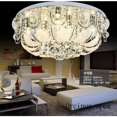 2017 Gold Round Crystal Ceiling Light For Living Room Indoor Lamp with Remote Controlled home decoration Free Shipping