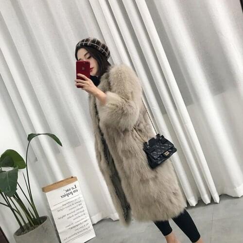 2020 Women Winter Faux Raccoon Dog Fur Fox Fur Warm Coat Long Sleeve Female Casual Loose Outwear Teddy All-match Long CoatA291