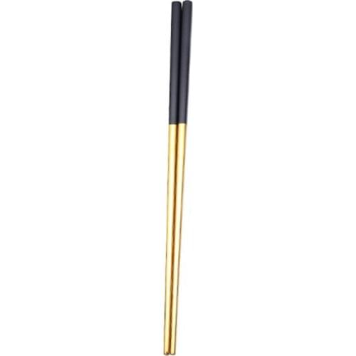 5 Pairs Chopsticks Stainless Steel Chinese Gold Set Black Metal Chop Sticks Set Used for Sushi Dinnerware