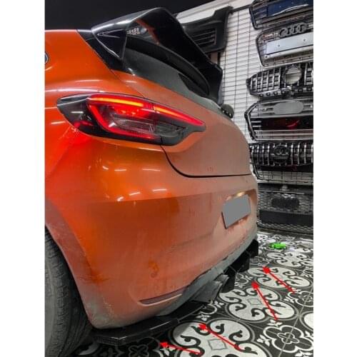 For Renault Clio 5 MK5 Car Rear Bumper Diffuser Spoiler Piano Black Rear Bumper Protector Rear Side Splitters Lip 6pcs