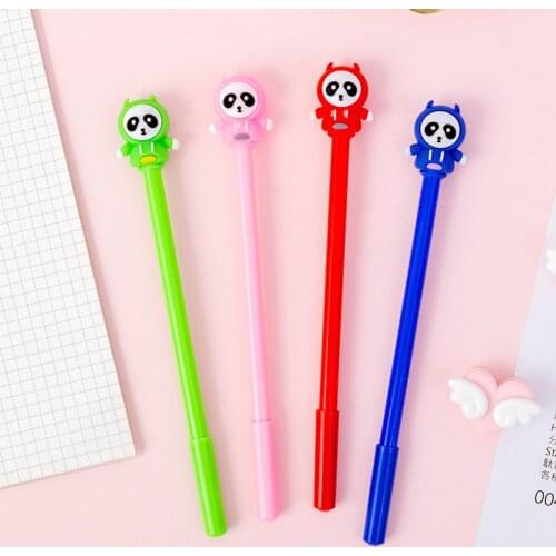 8 PCs Creative Panda Cartoon Student Gel Pen Black Student Creative Gel Pen Student Learning Stationer kawaii cute Wholesale