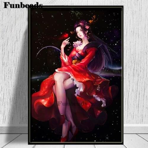 Diamond Mosaic Red dress, anime beauty Picture Of Rhinestone Diamond Painting girl Cross Stitch Embroidery Needlework Art FF5579