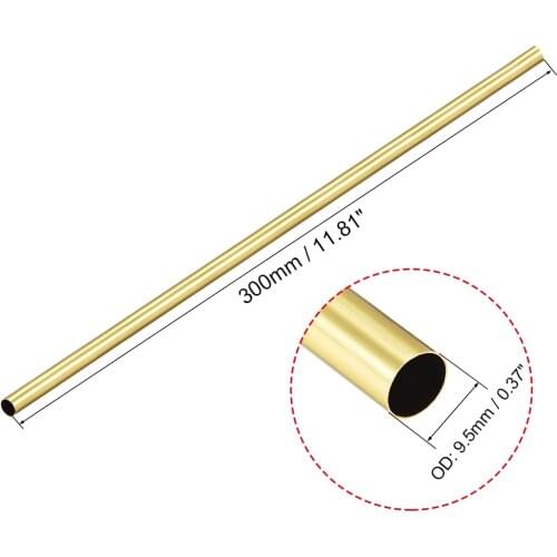 Uxcell Brass Round Tube 300mm Length 9.5mm OD 0.2mm Wall Thickness Seamless Straight Pipe Tubing
