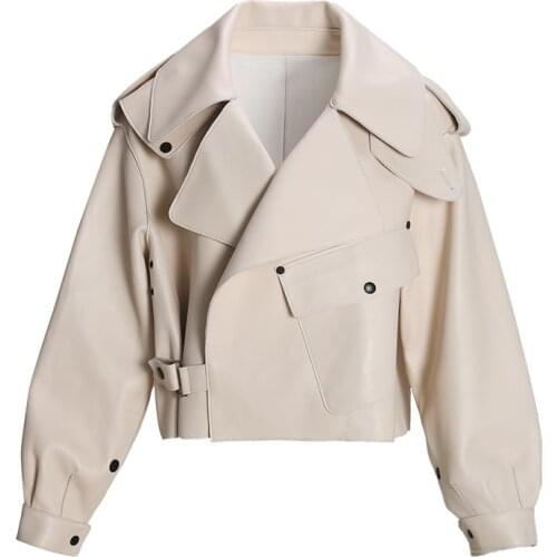 Maylofuer Big promotion! Natural Genuine Sheepskin Leather Jacket Oversize Coats Women Spring 100% Real Jackets New Arrival