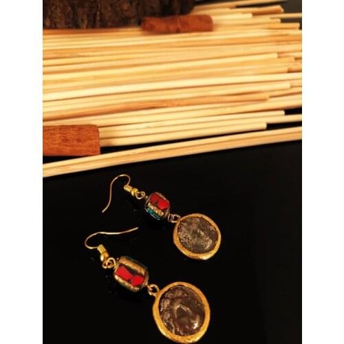 Dr stone natural stone handmade gold plated antique nepal Earrings KTDR 439799401