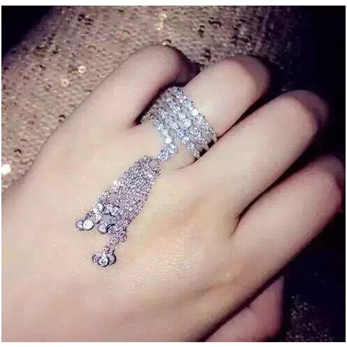Long Tassel Ring With Four Layer Finger Adjustable Anel