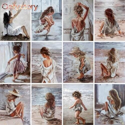 GATYZTORY DIY Painting By Numbers Girl in White Figure Picture HandPainted Oil Painting Acrylic Painting Unique Gift Home Decora