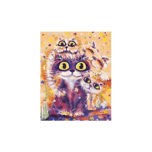 MaHuaf-W465 happy cats painting by numbers animals Acrylic picture wall art canvas painting home decor