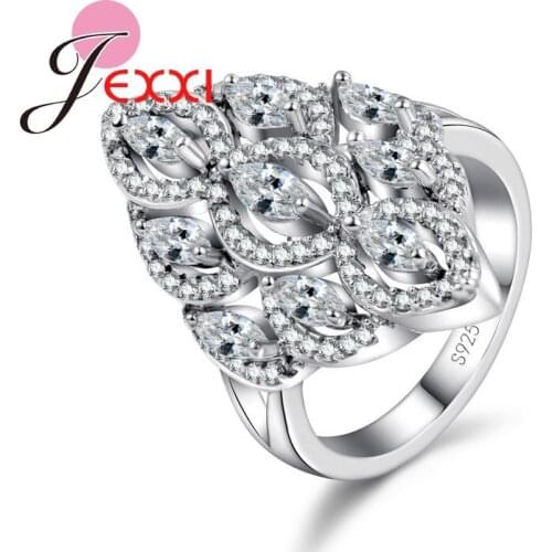 Luxury Women Wedding Engagement Band Rings Jewelry With Full CZ 925 Sterling Silver Ring For Female Accessory Wholesale