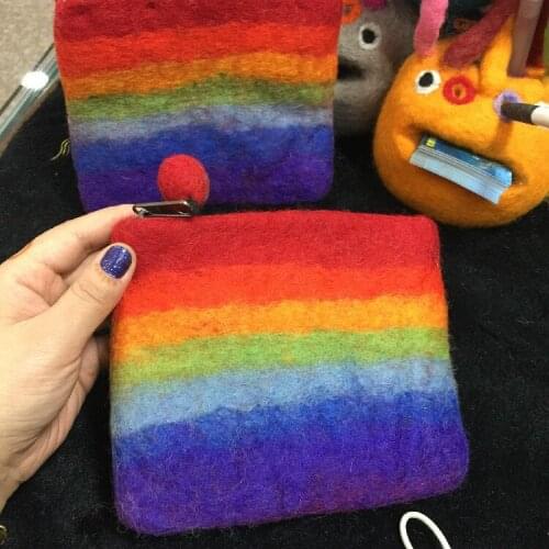 Rainbow wallet student cute felt wallet Fashion Clutch Casual Women Clutch Purses Carteira