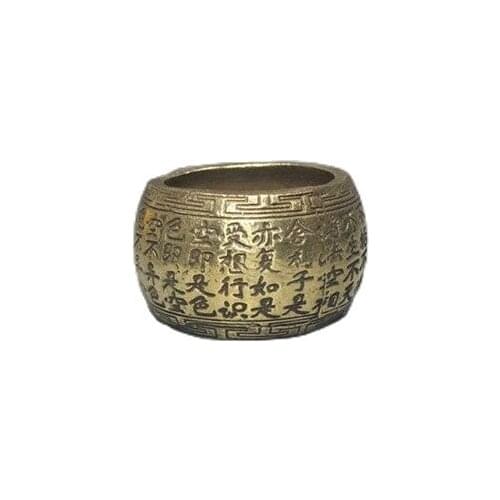 Brass ring carving Heart Sutra copper Scripture copper ring