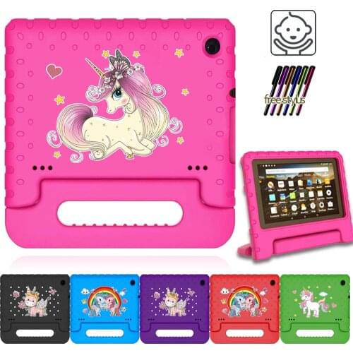 Cute Cartoon Kids Cover for Fire 7 (5th 7th 9th Gen)/HD 8 Tablet Handle Stand Funda Case for Fire HD 8 Plus (10th Gen 2020)