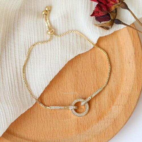 Fashionable Simple AAA Cubic Zirconia Pendant Bracelet for Woman Round Shiny Crystal Korean Bangle Female 2020 New Jewelry Gifts