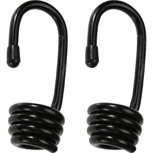 Pack of 2 Black Plastic Coated Spiral Wire Hooks for Shock Cord Bungee Elastic Rope End