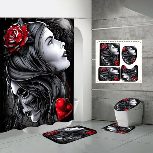 New Halloween Horror Waterproof Shower Curtain Printing Carpet Bathroom Toilet Mat for Bath Kitchen шторка для ванной