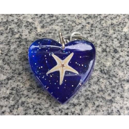 FREE SHIPPING wholesale lots 15 pcs fashion blue heart design five star charming keychain