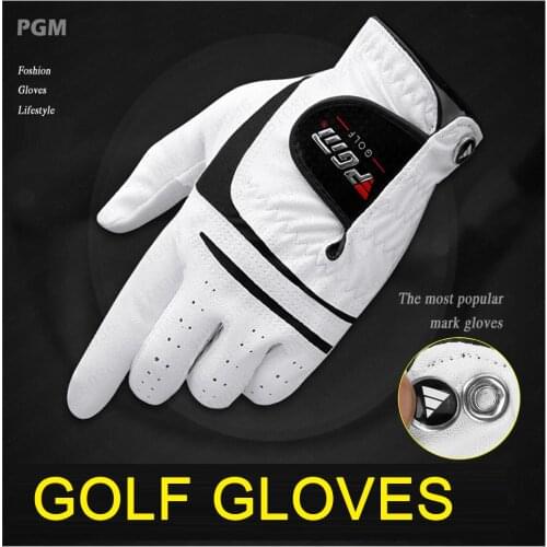 Free shipping PGM Brand New Golf Gloves 1 pc Genuine Lambskin+PU leather Gloves gift Left right hands with ball marker Sheepskin