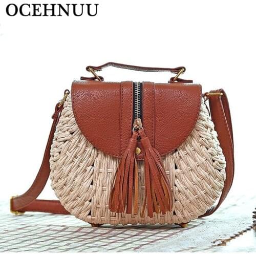 OCEHNUU New Beach Bag Women Summer Straw Small Shoulder Bag Female Woven Vacation Ladies Tassel Crossbody Bags For Girls 2020